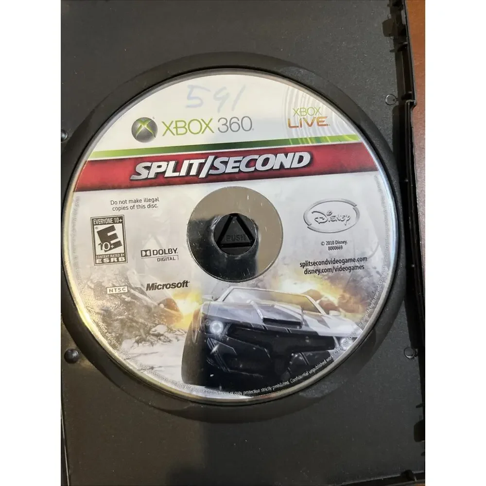Split/Second (Xbox 360) No Artwork Nor Manual. Tested. No Scratches.